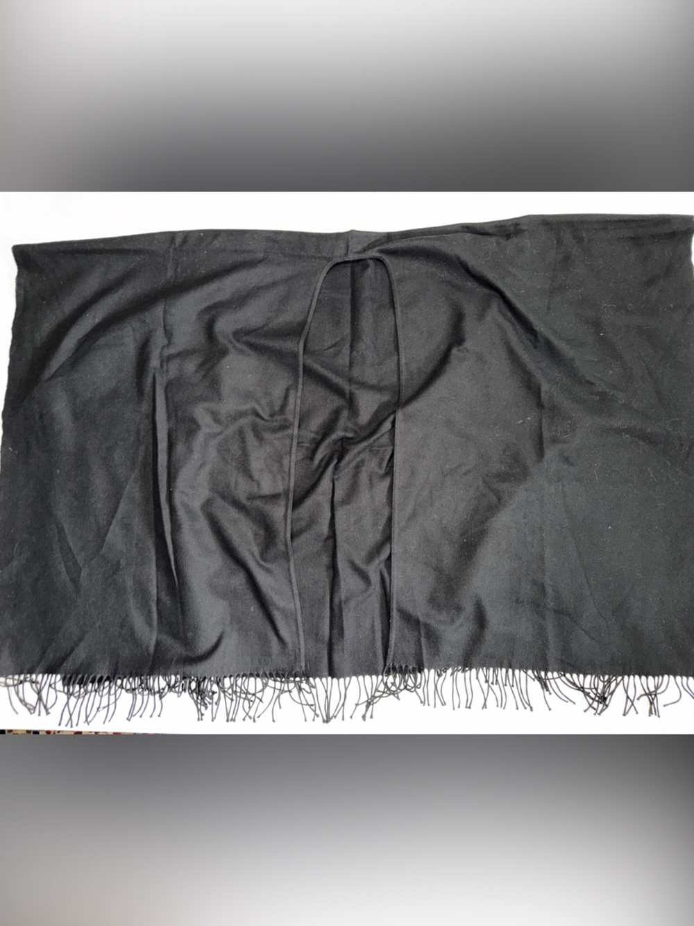 Classic Black Fringed Women's Wrap Scarf, Made in France